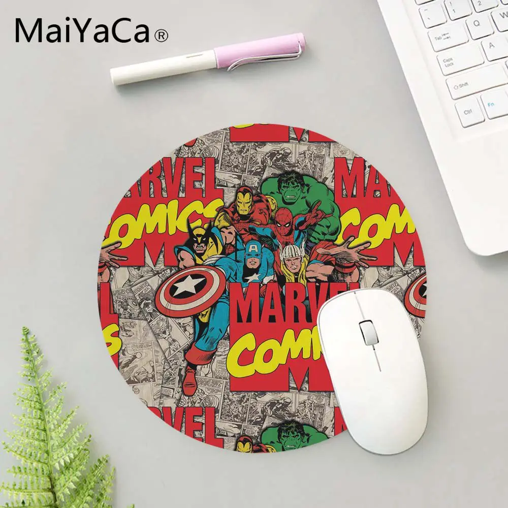 MaiYaCa Марвел комиксы Капитан Америка щит коврик для мыши 200 мм 2 мм коврик для мыши Натуральный каучуковый коврик круглый прочный Настольный коврик для мыши - Цвет: 20x20cm