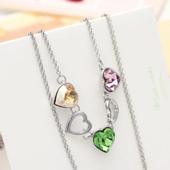 Neoglory цепочка с австрийским кристаллом длинные ожерелья подвески сердце любовь для женщин бренд Новинка Модные украшения CN1