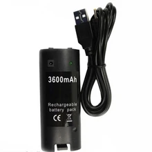 2X TWIN Черный 3600 мАч перезаряжаемый Аккумуляторный блок питания для WII для NINTENDO пульт дистанционного управления
