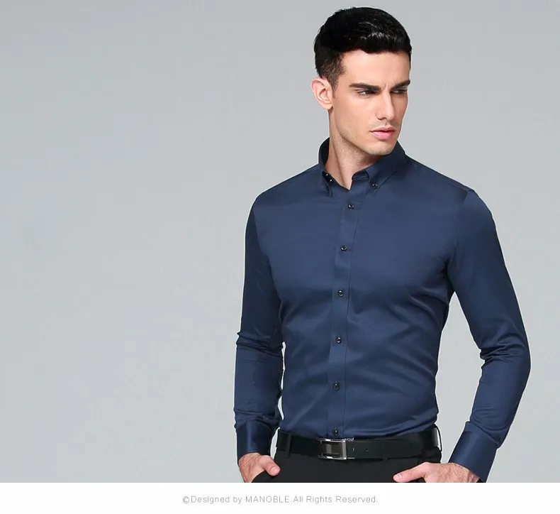 mens short sleeve white shirt High Quality 2021 Brands New Regular Fit Shirts for Men Business Long Sleeve Cufflink Cotton Solid Color Camisas De Hombre mens short sleeve dress shirts