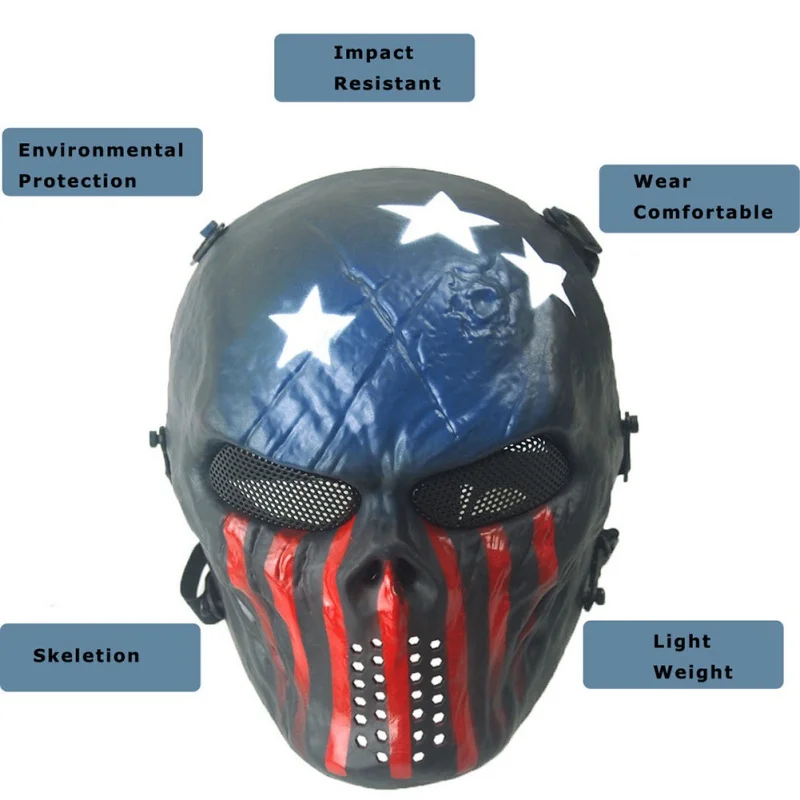 Airsoft Army Games TPR маска героя Глаз Череп Скелет полное лицо Хэллоуин Вечерние Маски для косплея вечерние принадлежности для декора