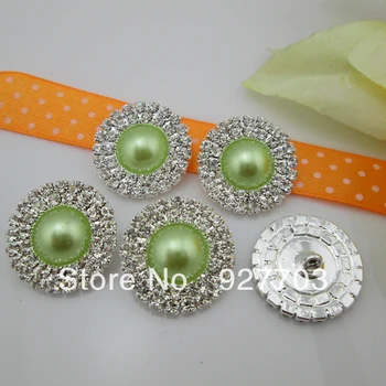 

(CM720 25mm)50 X Green Pearl Shank Rhinestone Button Sewing Craft