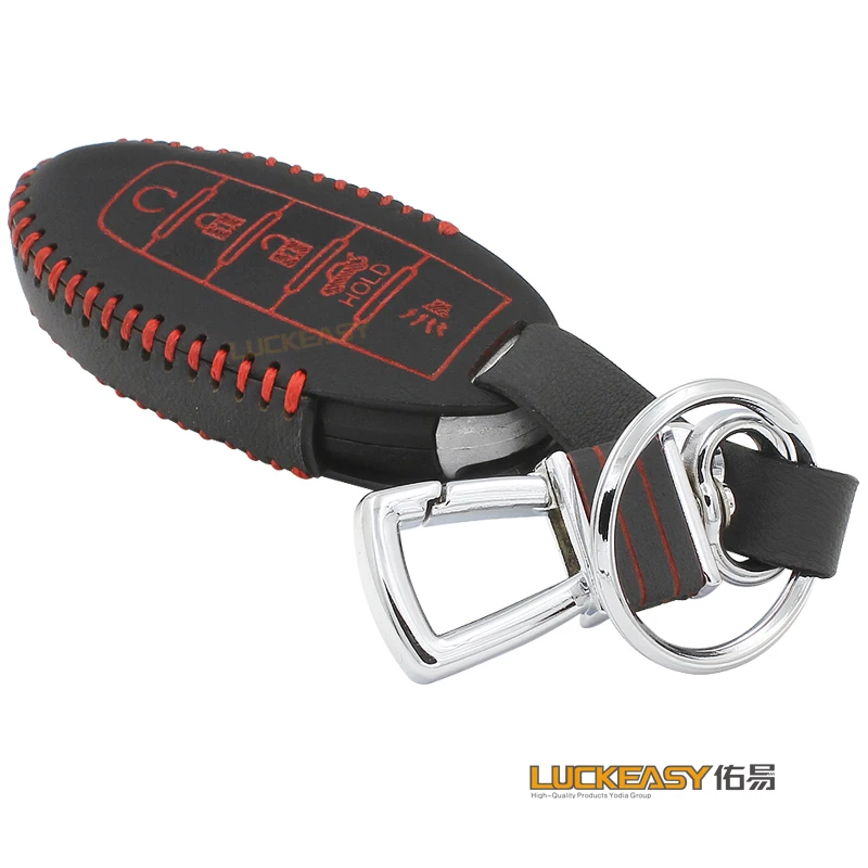 

luckeasy 5 buttons for infiniti/nissan jx35 2016 2017 Genuine Leather Car Key bag/case wallet holder remote key cover key2a