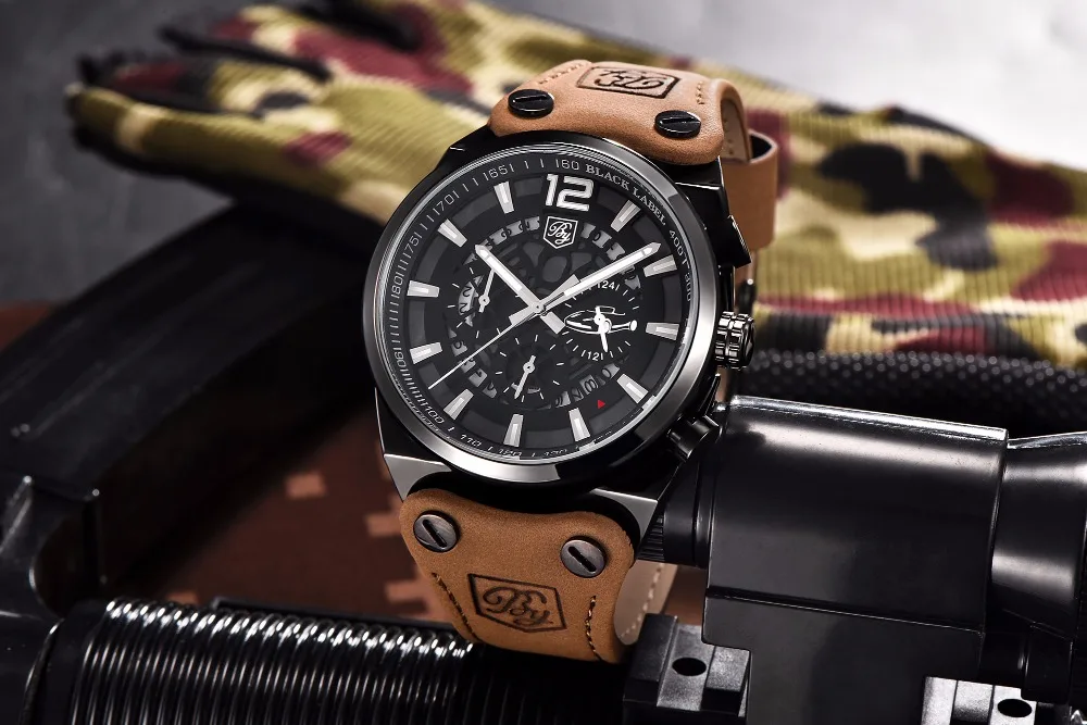 Мужские часы Топ бренд хронограф спортивные мужские часы модные военные водонепроницаемые кварцевые часы Relogio Masculino