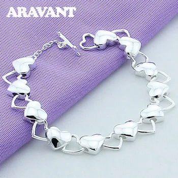 

New Fashion 925 Jewelry Romantic Love Heart Bracelets For Women Wedding Silver Plated Jewelry