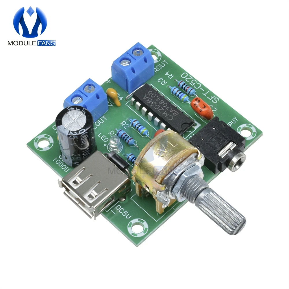 

DC 2V-6V PM2038 Dual Track 2X5W Amplifier 5W+5W Module USB Power Supply AMP Board