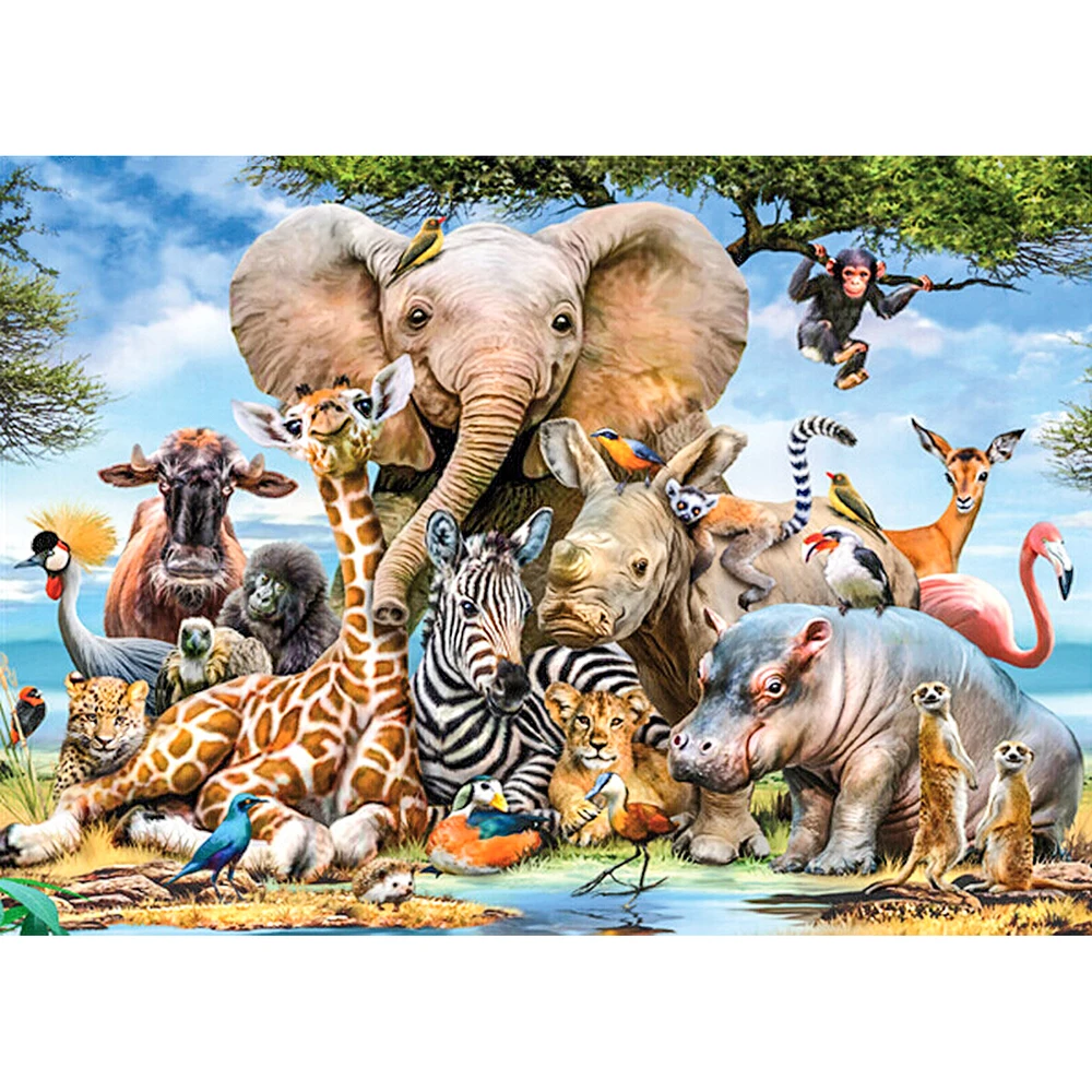 

Full Drill Square Diamond 5D DIY Diamond Painting "Animal Family" Diamond Embroidery Cross Stitch Rhinestone Mosaic Painting