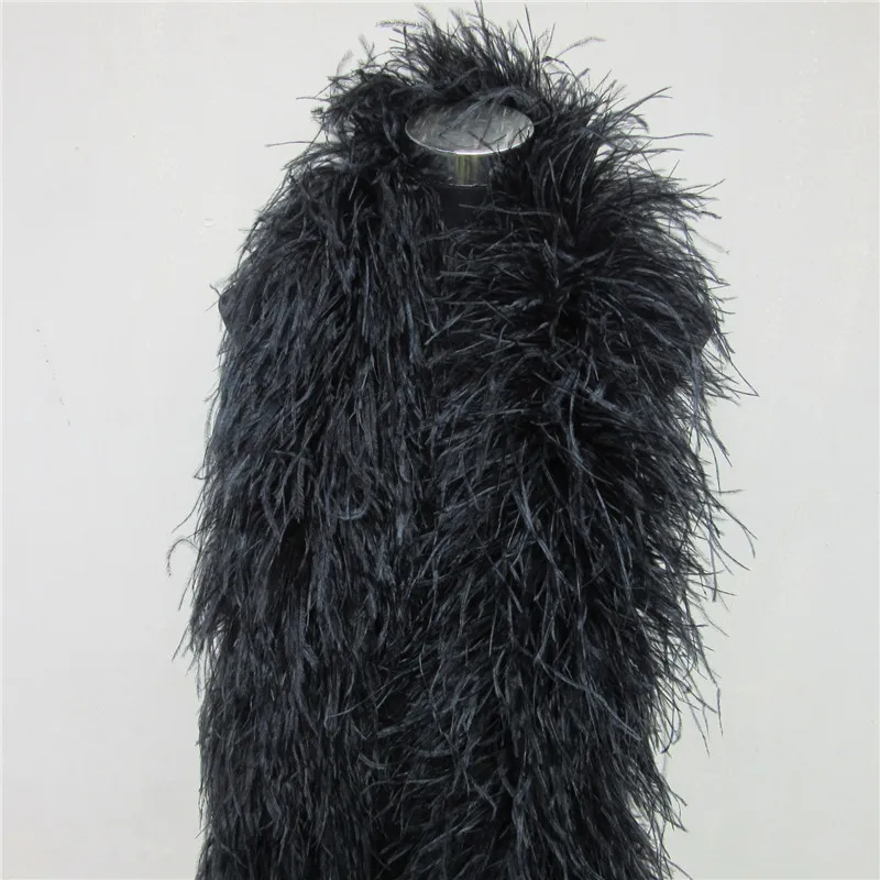 

New 2 Meters 6 Layer Black Natural Ostrich Feathers Boa Quality Fluffy Costumes / Trim for Party / Costume / Shawl / Available
