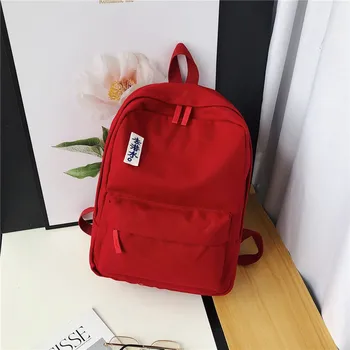 

OCARDIAN Fashion Unisex Backpack Letter Canvas Pure Color Backpack School Bag For Students Shoulder Bag With Zipper Packages J20