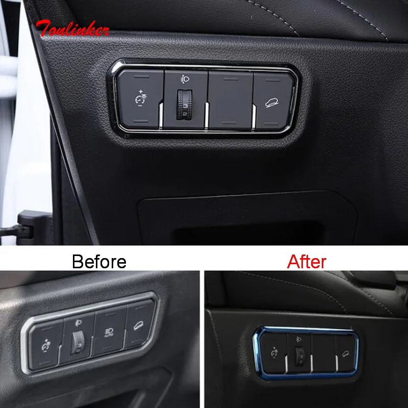 

Tonlinker Interior Headlight Switch Control Cover sticker For Haval F7 2018-19 Car Styling 1PCS Stainless Steel Cover sticker