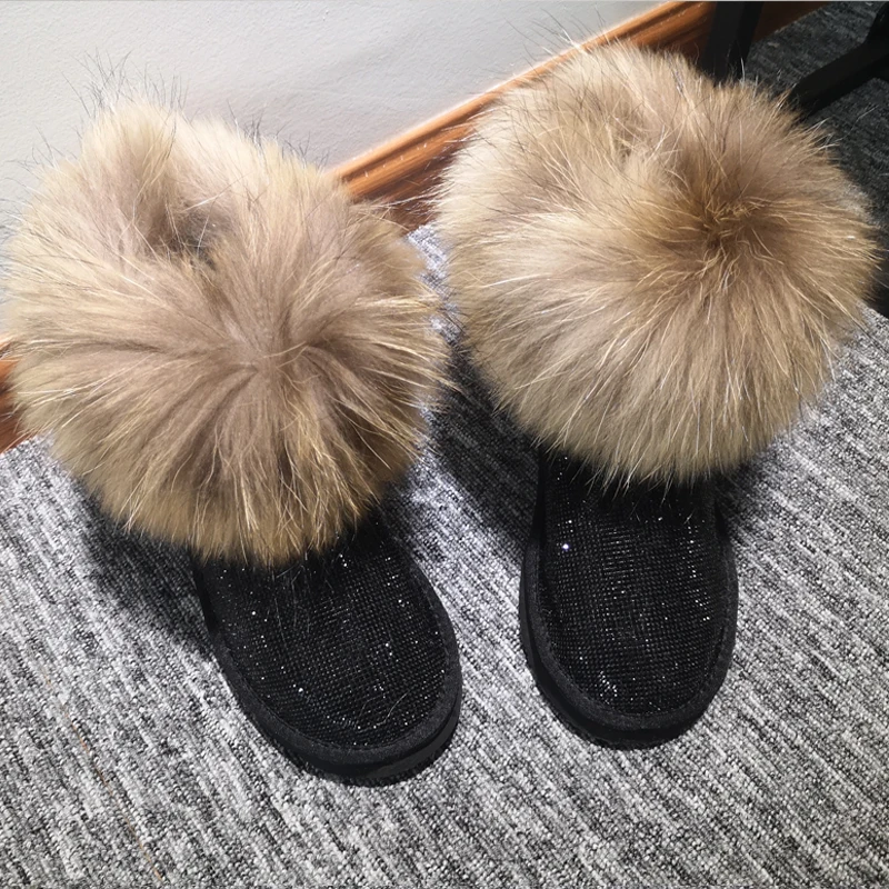gold Mujer Cuero Invierno Ruiyee Para Botas De Piel 2018 Integrado Nieve Oveja La Damas Black Lana Zorro Nueva qw1w6n4TZ