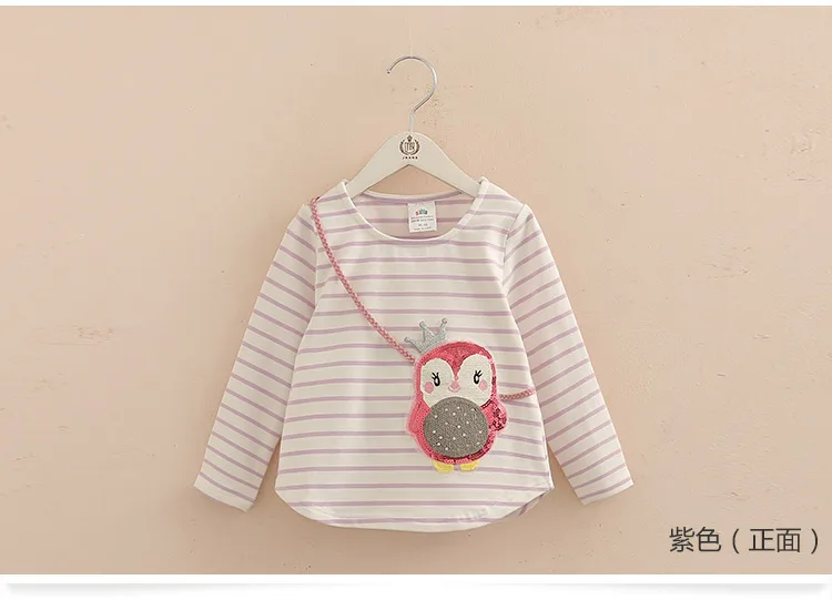 Children Penguin Tops 2018 Hot Sale Spring Autumn Kids Clothes Long Sleeve O-Neck Strip Girl Long Sleeve T Shirt (7)
