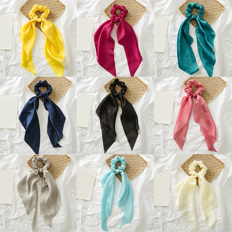 Распродажа 1 шт. лента эластичная веревка однотонный Атлас резинки для волос шарф-Лента Галстуки бант лента для волос