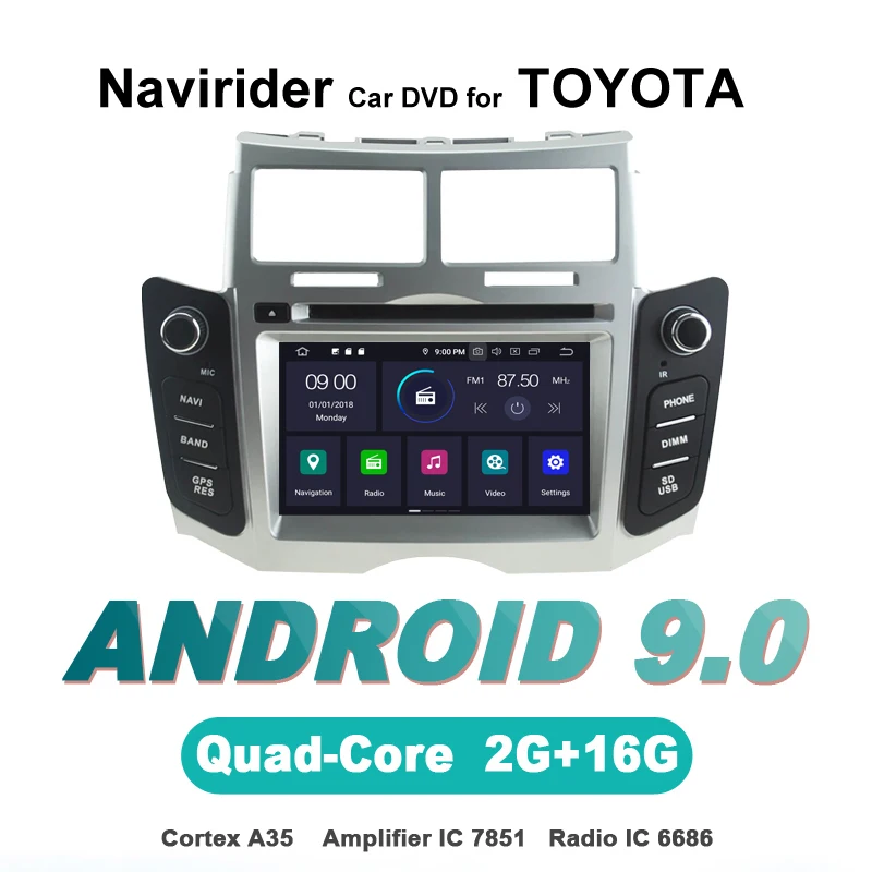 

Navirider OS 9.0 Car Android Player for TOYOTA YARIS 2011 stereo radio gps navigation bluetooth TDA7851 Amplifier sound System