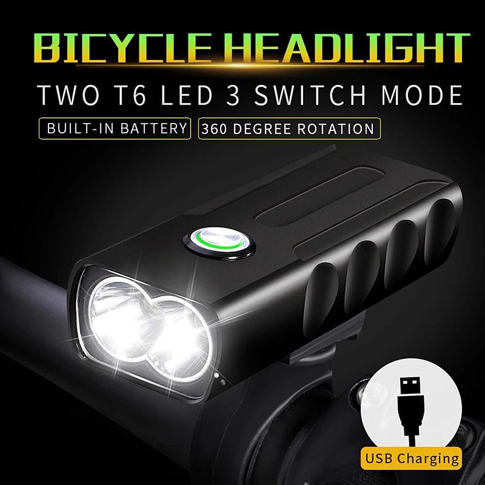 Top 1000 Lumens Bike Light T6 L2 Rechargeable Bicycle Safety Lamp Front Handlebar Cycling LED Headlight Taillight Flashlight 0