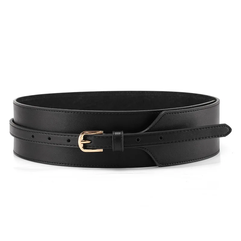 Women Dress Belt, Fashion Coat Leather Belt For Women, Pin Buckle Cowhide Leather Women Belts, Mid-waisted Wide Belt - Image 2
