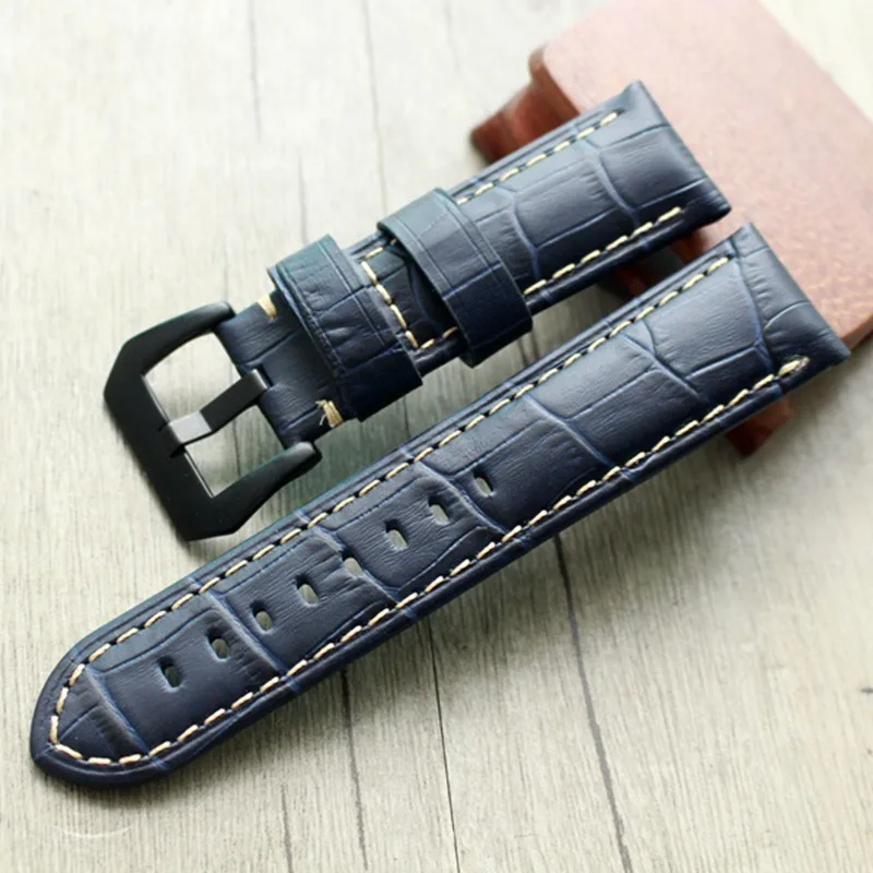 20 22 24 26mm high quality vintage blue watchbands watch accessories cow leather Universal watch band watch straps for Panerai