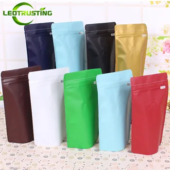 

Leotrusting 50pcs 1/4 pound 115g Matt Aluminum Foil Coffee Valve Zip Lock Bag Stand-up Matt Foil Coffee Beans Gift Packaging Bag