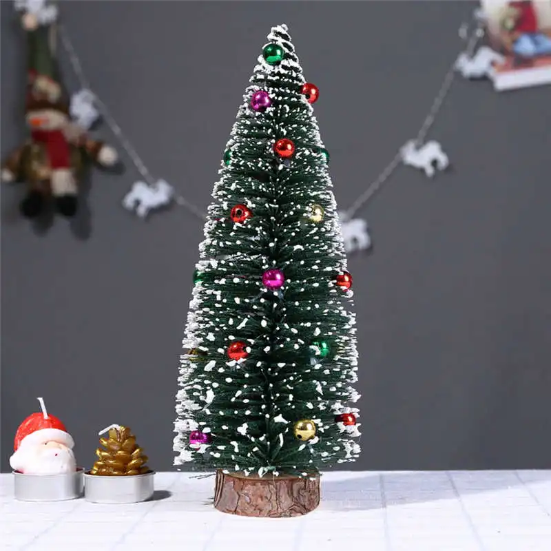 30cm25cm20cm15cm Christmas Tree Mini Pine Tree With Wood Base DIY Crafts Home Table Top Decor #2n15 (6)