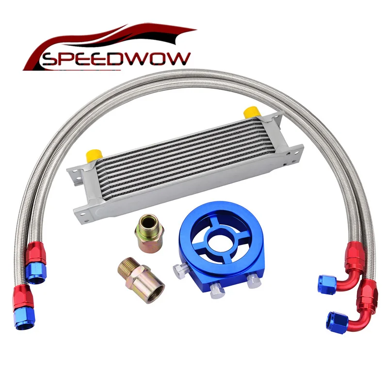 SPEEDWOW 10 Row AN10 Universal Engine Transmission Oil Cooler+Filter Relocation Kit+Swivel Hose End Fitting Hose Line Kits SPEEDWOW 10 Row AN10 Universal Engine Transmission Oil Cooler+Filter Relocation Kit+Swivel Hose End Fitting Hose Line Kits