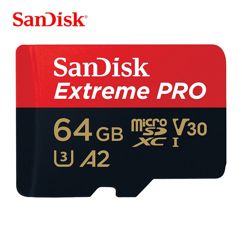 Карта памяти SanDisk 64GB Extreme PRO Flash 256GB tf-карта 128GB MicroSD карта UHS-I U3 C10 V30 A2 4K UHD 170 МБ/с. с адаптером SD