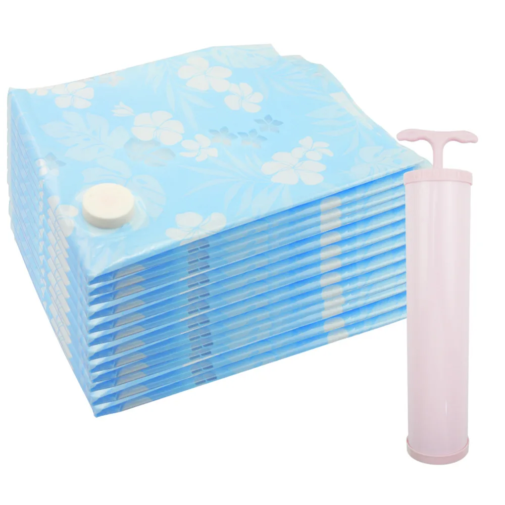 11PCS/Set Thickened Vacuum Bag With Hand Air Pump Reusable Blanket Clothes Quilt Storage Bag