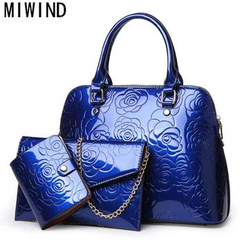 

Fashion Hand Bag Famous Brand Bag High Quality Patent Leather Women Luxury Floral 3 Sets Ladies Handbags Female Shoulder Bags10