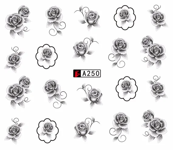 2018 12 листов Мода Вода переводные наклейки для ногтей наклейки s черный узор дизайн Советы наклейки для ногтей украшения DIY A241--252