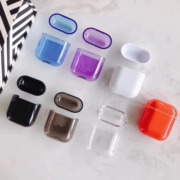 Модные жесткие прозрачные наушники для ПК чехол Apple Airpods противоударный Air Pods 1 2