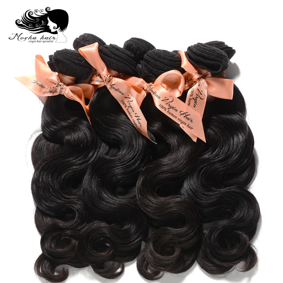 Mocha Hair Body Wave Indian Virgin Hair extension 12inch-26inch Nature Color 100% Human Hair Weaves
