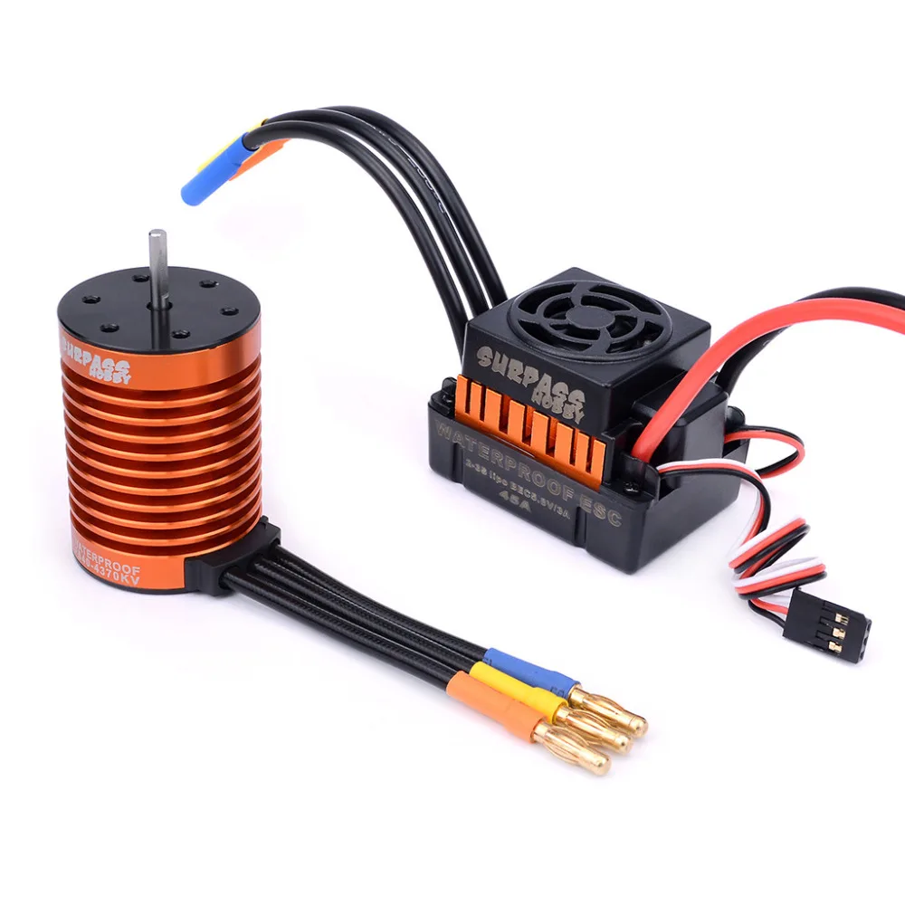 Rc F540 4370/3930/3300/3000kv Sensorless فرش السيارات و 45A فرش ESC + بطاقة برنامج ل 1/10 rc سيارة سباق قارب