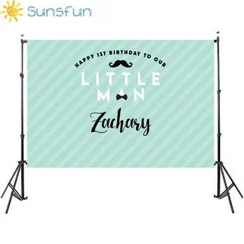 

Sunsfun 7x5ft Green Little Man Theme Birthday Party Moustache Backdrop Photocall Photo Studio Printed Baby Shower Background