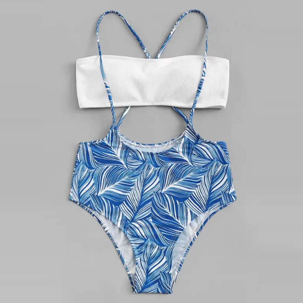 

Women Swimwear 2019 One Piece Bikini Summer Fashion Women Printing Bandage Bikini Set Brazilian Swimwear Beachwear Swimsuit
