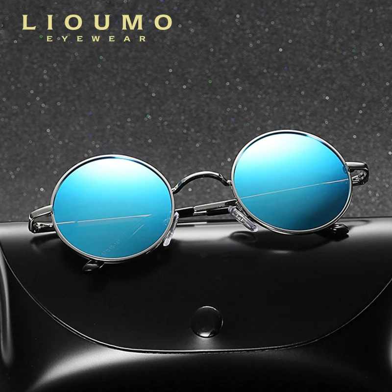 Ретро Круглые Солнцезащитные очки John Lennon, мужские брендовые дизайнерские солнцезащитные очки для женщин, сплав, синее зеркало, HD солнцезащитные очки для женщин, Oculos De Sol