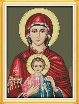 

Madonna-and-Child DMC Printed Cross Stitch Painting Patterns DIY Needlework 14CT 11CT Counted Cross Stitch Kits for Embroidery