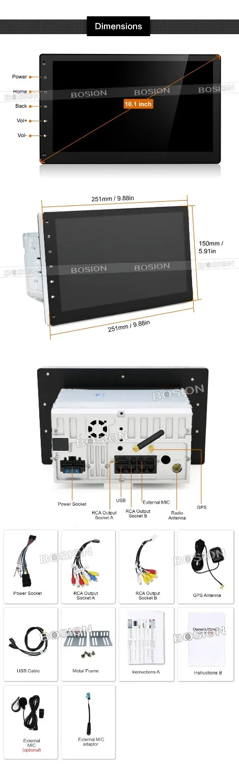 Clearance Android 7.1 Quad Core 10.1 inch Capacitive multi-touch screen Double Din Universal Car DVD Player Stereo Radio Audio BT Wifi 5