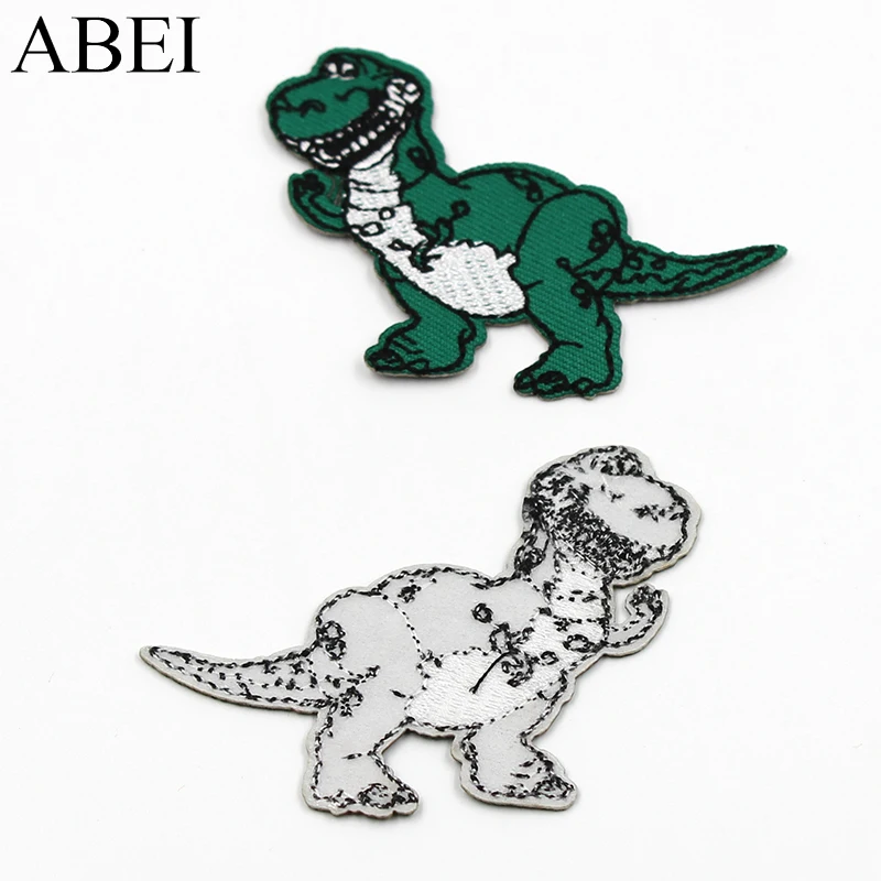 10pcs/lot Embroidered Dinosaur Patches Iron On Cartoon Animal Appliqued Boys Kids Jeans Coats Stickers DIY Sewing Accessories