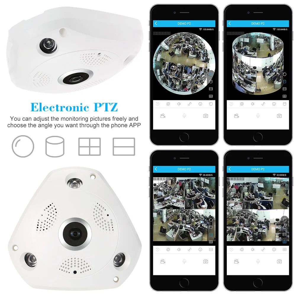 Беспроводная IP камера видеонаблюдения 960P HD с Wi Fi и объективом 360 мм|Камеры