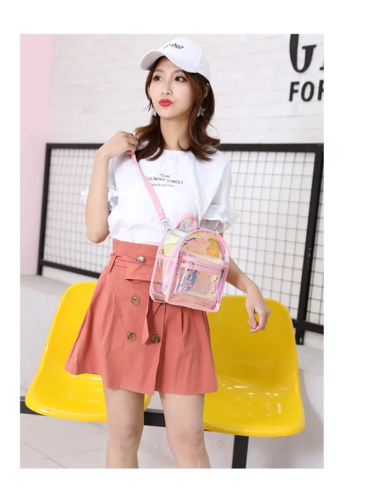 Mini mochila pvc transparente geléia sacos de