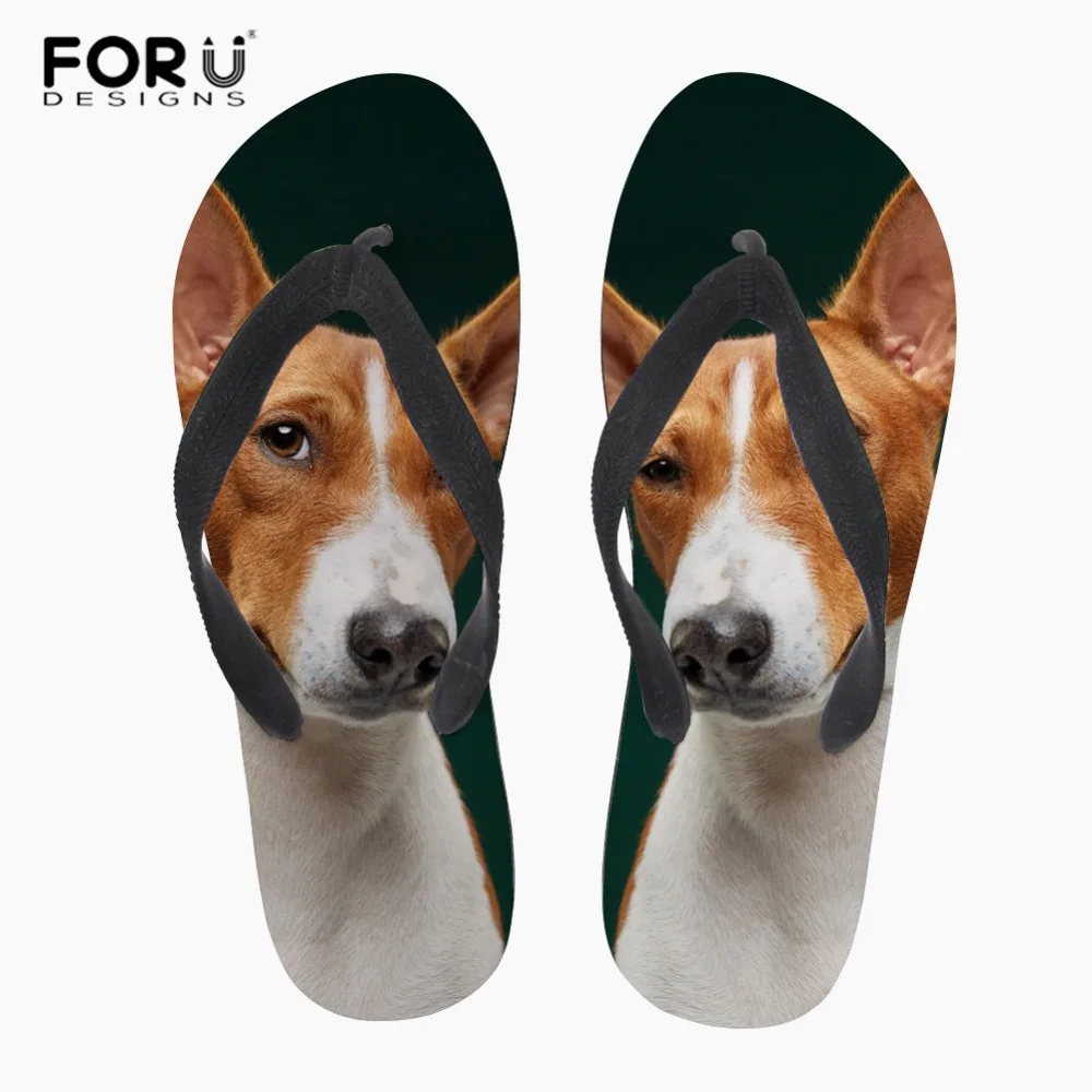 

FORUDESIGNS Men Slippers Summer Beach Sandals 3D Basenji Dog Printing Zapatos Hombre Casual Flipflops Anti-slip Home Slippers