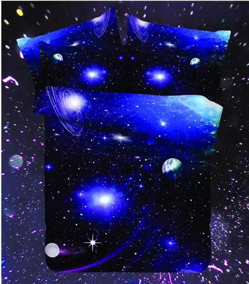 Комплект постельного белья с 3d изображением Вселенной и космоса|duvet cover|linen duvet