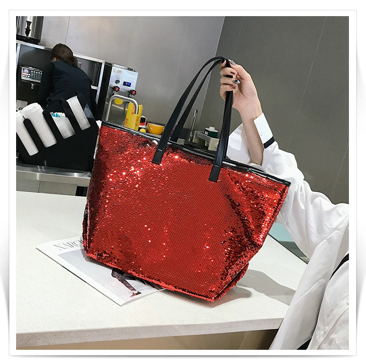 Mixtx, цветная пляжная сумка с блестками, женская простая сумка на плечо,, кристальная Сумка-тоут, Женская вместительная сумка для покупок