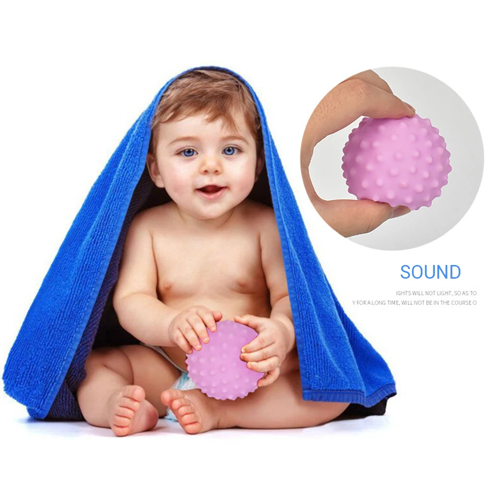 4pcs Textured Multi Ball Set soft Rubber Textured Sounding Ball Hand Sensory Baby Toy Multi Tactile Senses training Baby Rattles