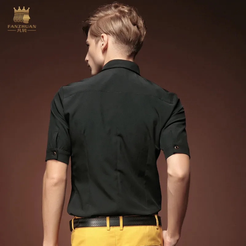 Fanzhuan Бесплатная доставка Новые повседневные личность мужчины Для мужчин человек Половина рукава блузки вышитые летние тонкий Простой