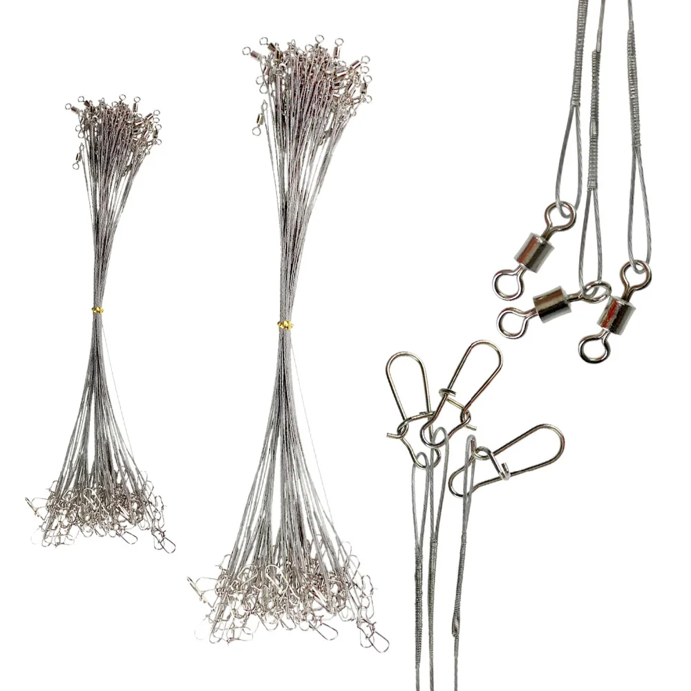 50Pcs 32lb 30Pcs 35lb Fishing Line Steel Wire Leader With Rolling