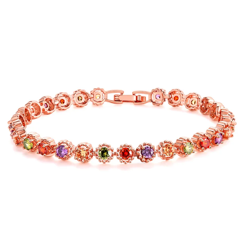 MOONROCY CZ браслеты красочные Хрустальная роза золотистого цвета Богемские ювелирные вечерние Прямая поставка для женщин подарок