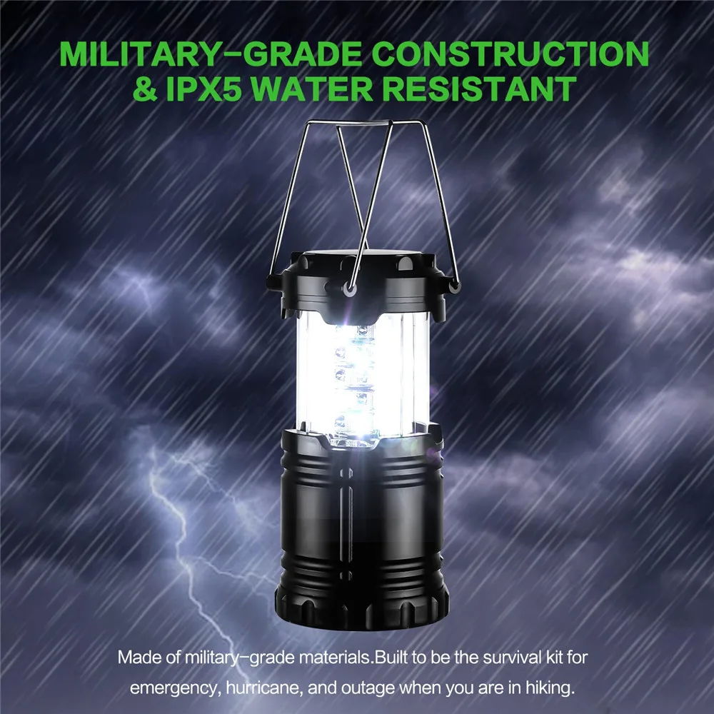 30 LED Camping Lamp Portable Bright Outdoor Emergency Light Collapsible LED Hanging Tent Lantern Waterproof Camping Flashlight