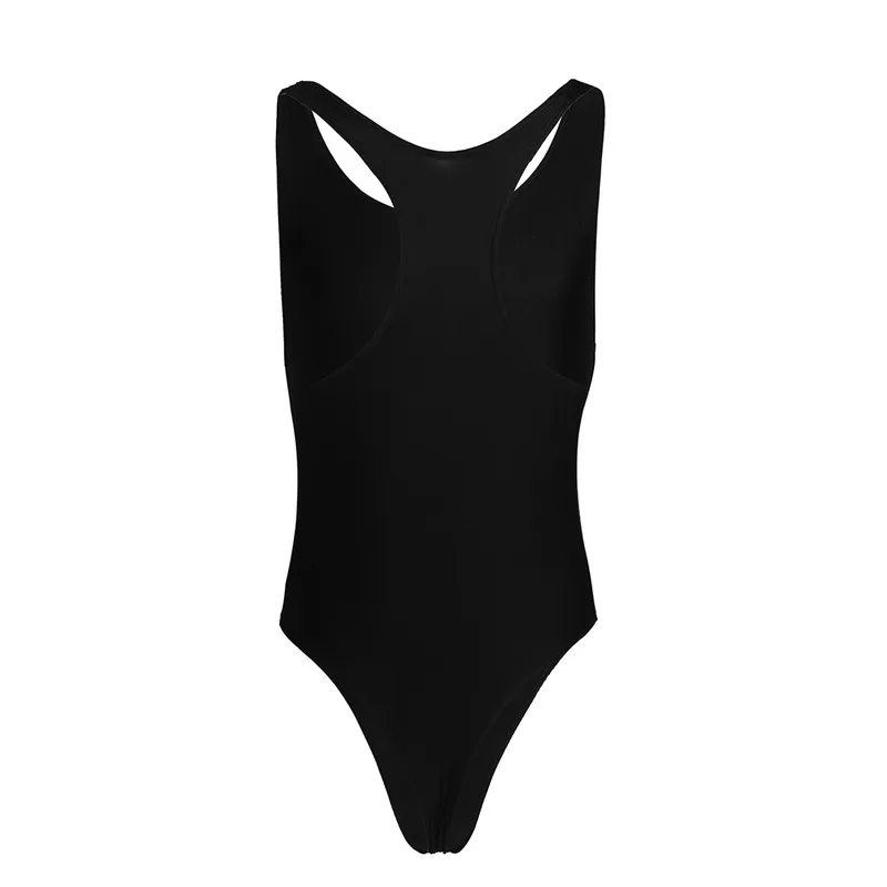 Mens Lingerie High Cut Bodysuit Leotard Singlet Underwear Sleeveless with Bulge Pouch