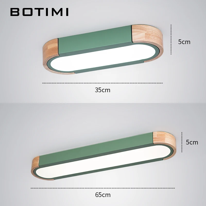 BOTIMI, офисный светодиодный потолочный светильник 220 В с металлическим абажуром для гостиной, длинной формы, спальни, деревянного поверхностного монтажа