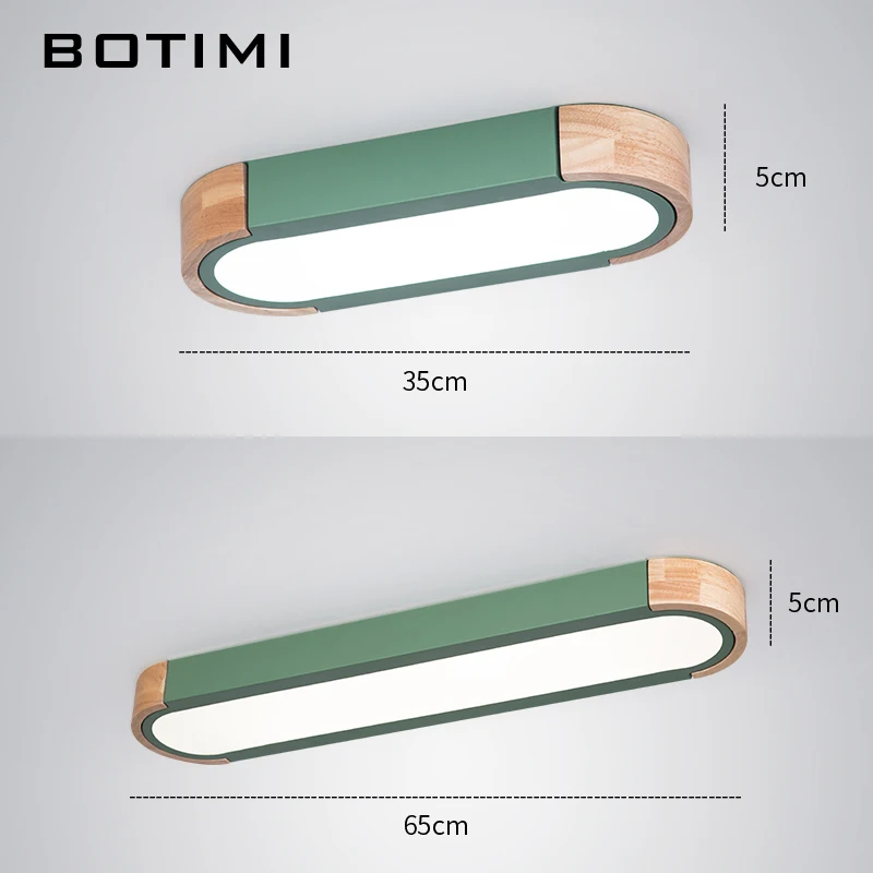  BOTIMI Office 220V LED Ceiling Lights With Metal Lampshade For Living Room Long Shaped Bedroom Wood - 33021762884